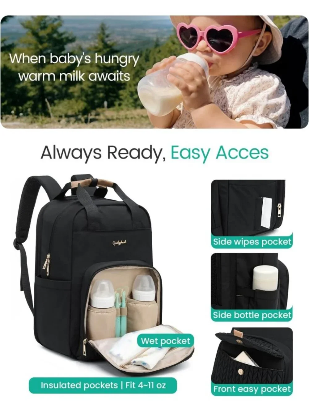 Spacious Extra Large Diaper Bag Backpack for Twins | Waterproof, 19 Pockets